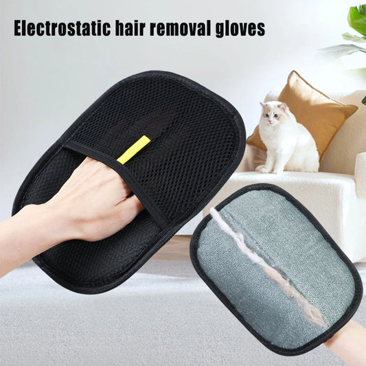 Lot de 2 gants attrape-poils pour animaux – Enlève facilement les poils de chien, chat et lapin
