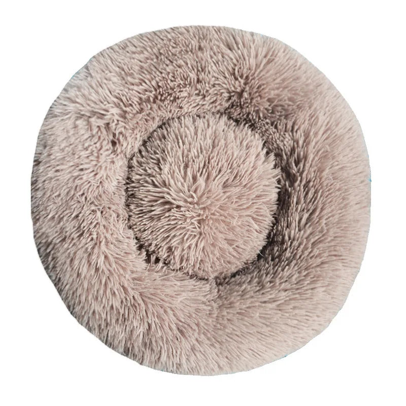 Lit rond apaisant en peluche pour chien et chat – Doux, chaud et lavable (40 à 90 cm)