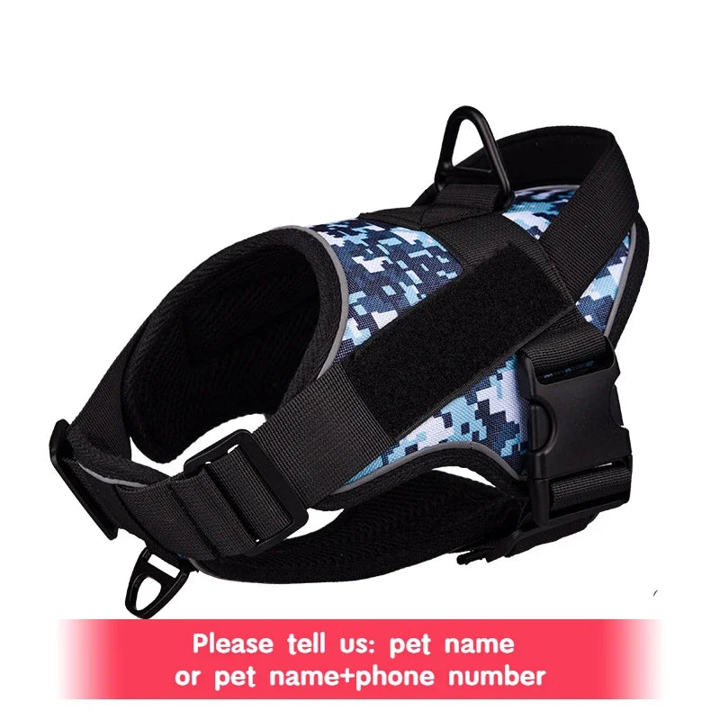 Harnais tactique personnalisé pour chien, étiquettes nominatives personnalisées, sans traction, respirant, réglable, pour chien de taille moyenne et grande