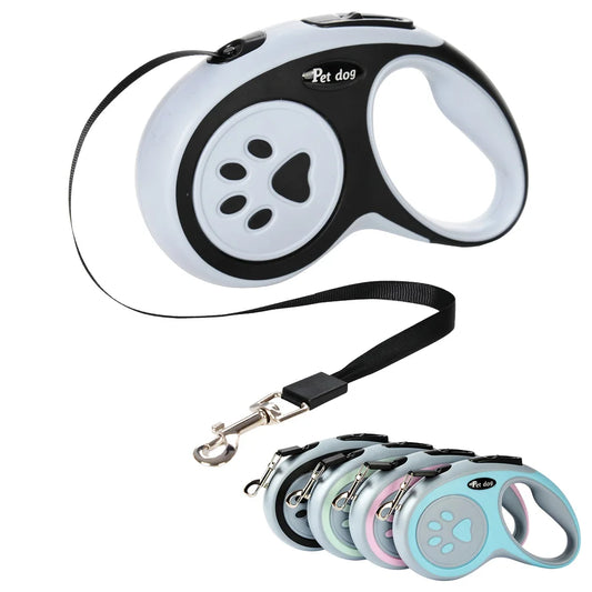 Laisse rétractable en nylon – 3 m / 5 m, poignée confortable pour chiens & chats