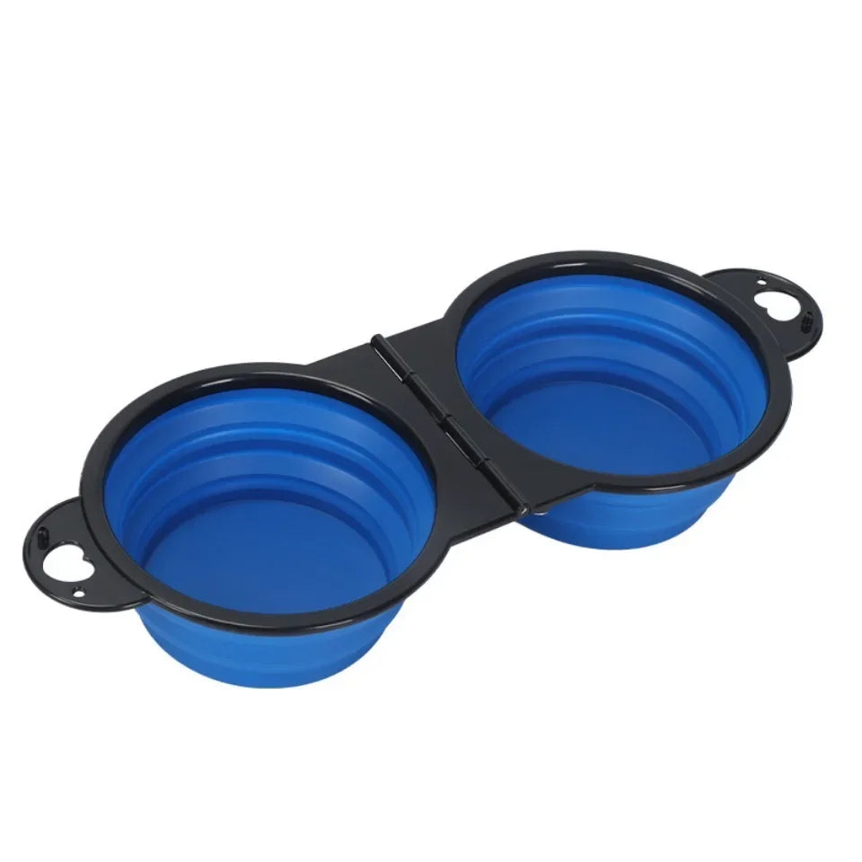 Gamelle Pliable 2-en-1 pour Chien – Double Bol Portable en Silicone pour Voyage & Balade
