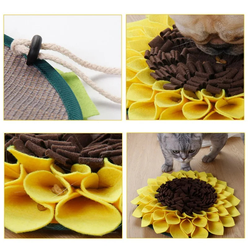 Tapis de Fouille pour Chien – Jeu d’Intelligence & Anti-Stress en Forme de Tournesol