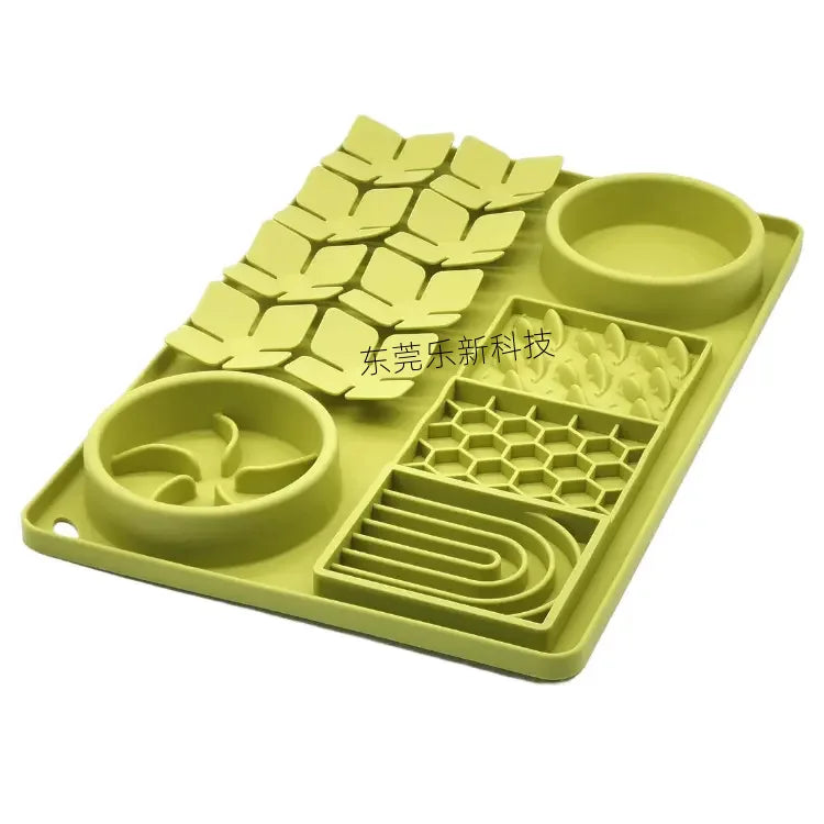 Tapis de Léchage & Gamelle 2-en-1 pour Chien – Silicone Antidérapant avec Ventouses, Anti-Glouton & Étanche