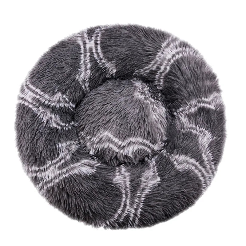 Lit rond apaisant en peluche pour chien et chat – Doux, chaud et lavable (40 à 90 cm)