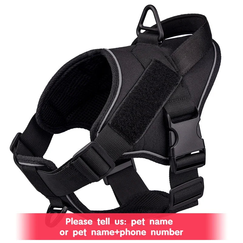 Harnais tactique personnalisé pour chien, étiquettes nominatives personnalisées, sans traction, respirant, réglable, pour chien de taille moyenne et grande
