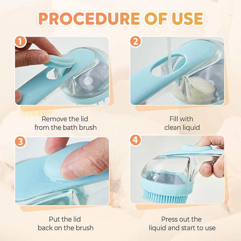 Brosse de bain pour animaux de compagnie 2025, nouvelle brosse de bain 2 en 1 pour chien avec distributeur de shampoing intégré, brosse de lavage pour animaux de compagnie, brosse de Massage de toilettage pour chiens et cha