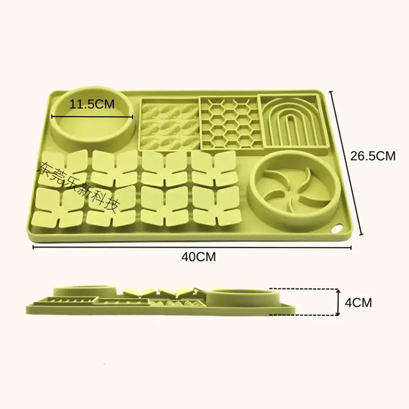 Tapis de Léchage & Gamelle 2-en-1 pour Chien – Silicone Antidérapant avec Ventouses, Anti-Glouton & Étanche