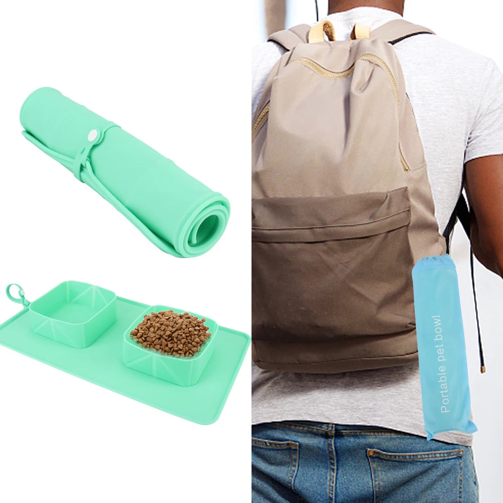 Gamelle Double Pliable en Silicone – Bol Portable pour Chien, Idéal Voyage & Plein Air