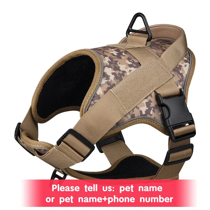 Harnais tactique personnalisé pour chien, étiquettes nominatives personnalisées, sans traction, respirant, réglable, pour chien de taille moyenne et grande