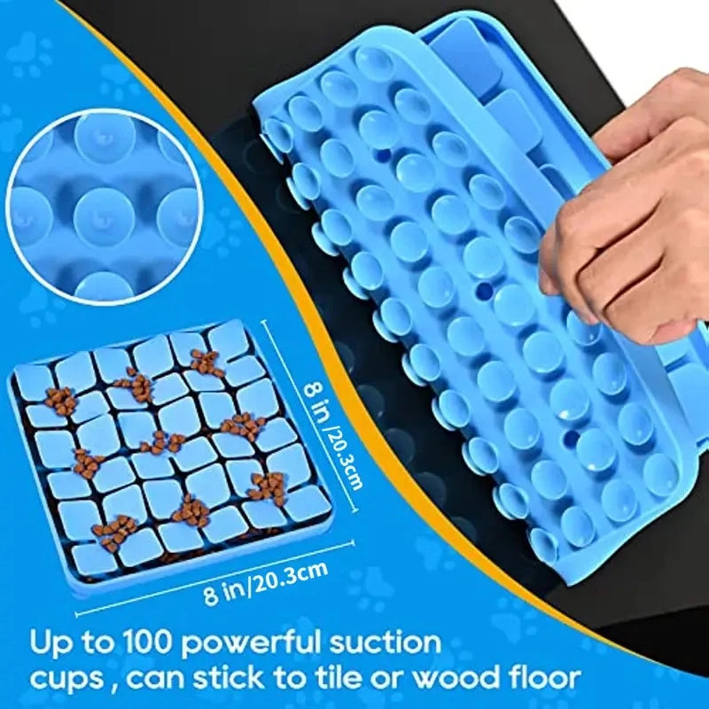 Tapis de Léchage et Fouille en Silicone – Gamelle Lente & Anti-Stress avec Ventouses pour Chiens