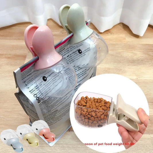 Cuillère Doseuse Multifonction pour Chien & Chat – Pelle à Croquettes avec Clip de Fermeture