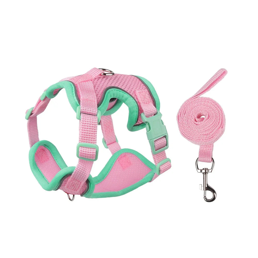 Harnais pour chien, gilet avec corde, harnais réfléchissant réglable pour animaux de compagnie, pour petits, moyens, anti-fuite, maille souple, respirant, marche, course à pied
