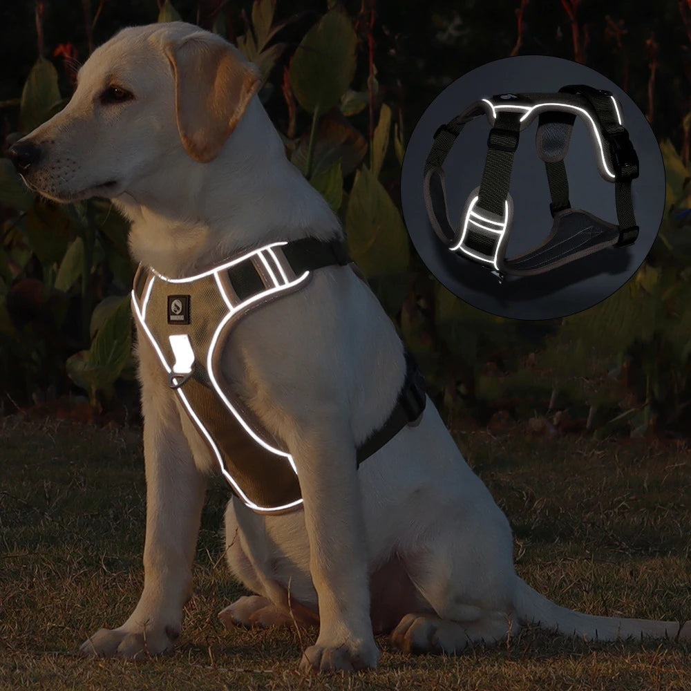 Harnais réfléchissant réglable pour chiens – Sécurité, confort et contrôle (petits à grands chiens)