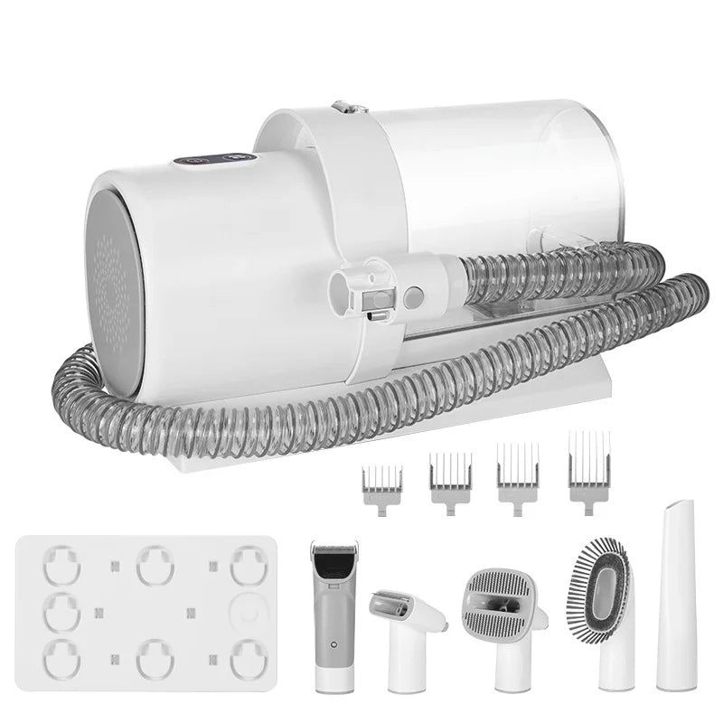 Kit d’aspirateur de toilettage 5 en 1 – Brosse, tondeuse & aspirateur silencieux pour chiens & chats