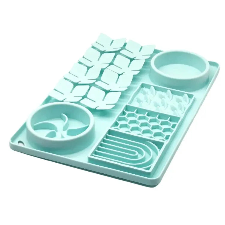 Tapis de Léchage & Gamelle 2-en-1 pour Chien – Silicone Antidérapant avec Ventouses, Anti-Glouton & Étanche