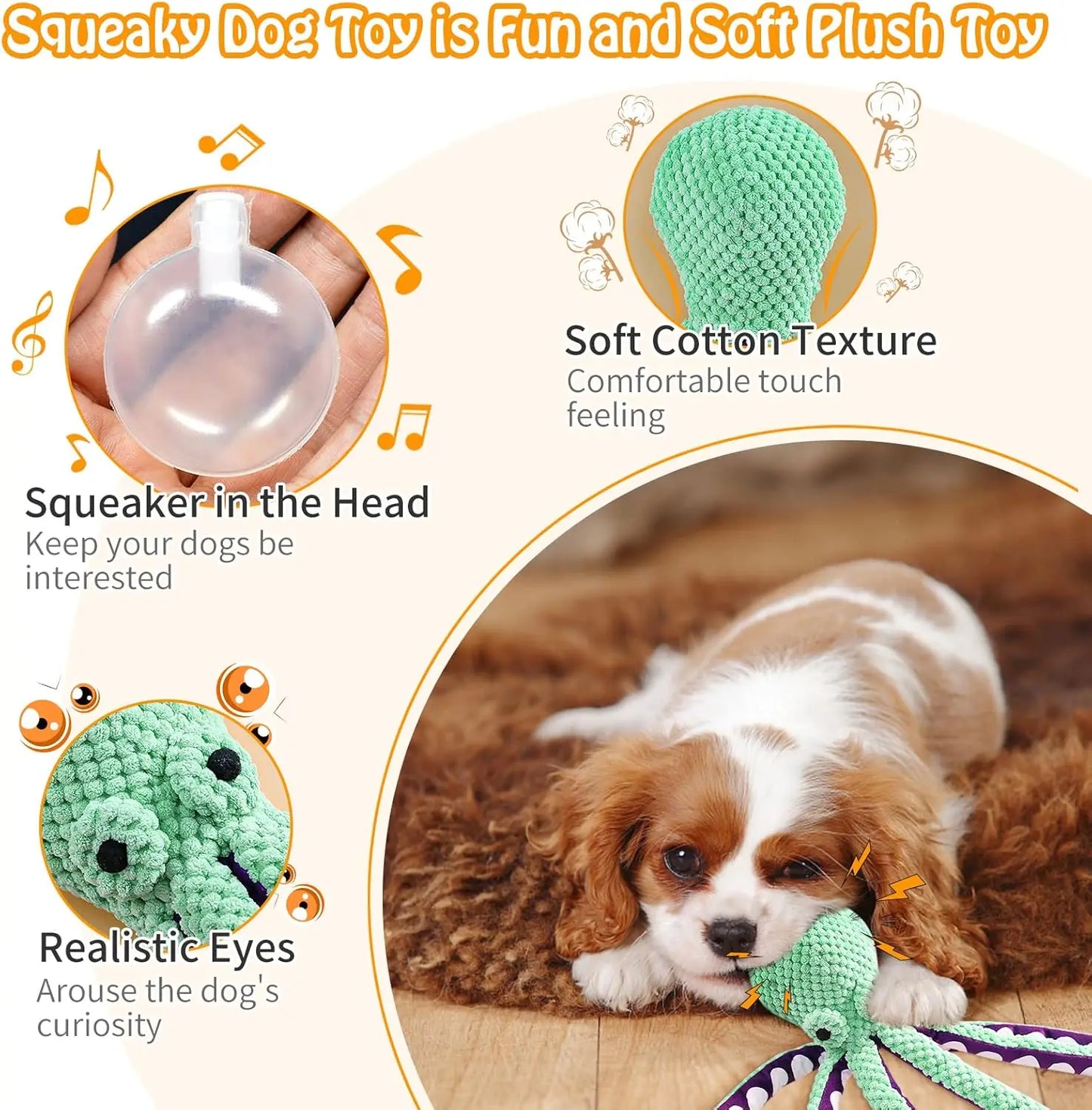 Jouet en Peluche Pieuvre pour Chien – Résistant, Doux et Interactif avec Pouic-Pouic
