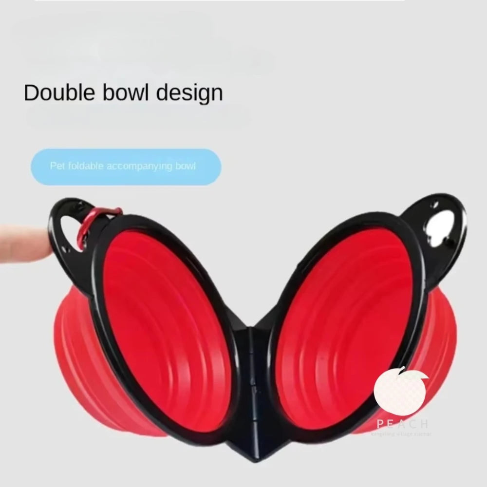 Gamelle Pliable 2-en-1 pour Chien – Double Bol Portable en Silicone pour Voyage & Balade