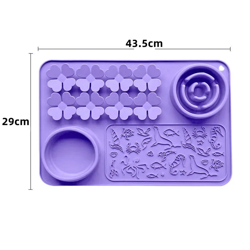 Tapis de Léchage & Gamelle 2-en-1 pour Chien – Silicone Antidérapant avec Ventouses, Anti-Glouton & Étanche