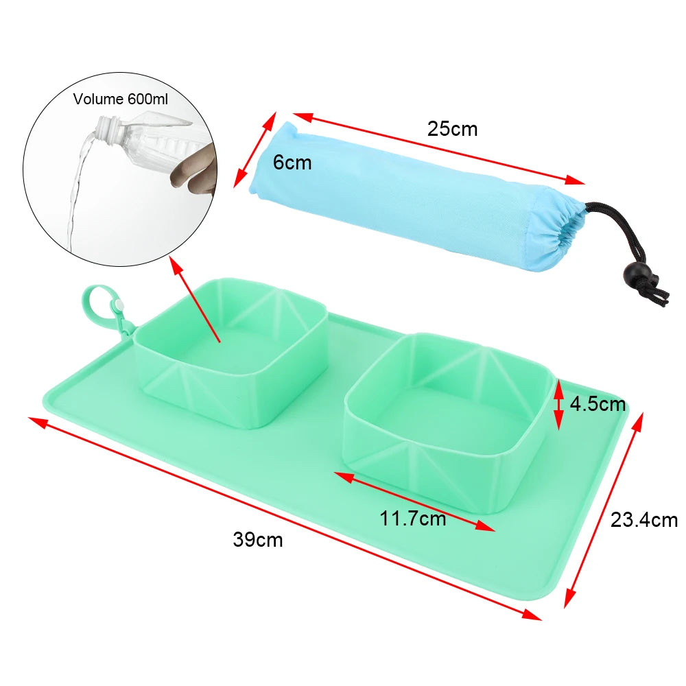 Gamelle Double Pliable en Silicone – Bol Portable pour Chien, Idéal Voyage & Plein Air