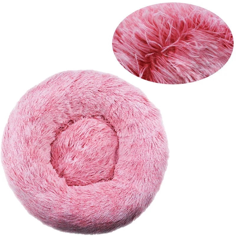 Lit rond apaisant en peluche pour chien et chat – Doux, chaud et lavable (40 à 90 cm)