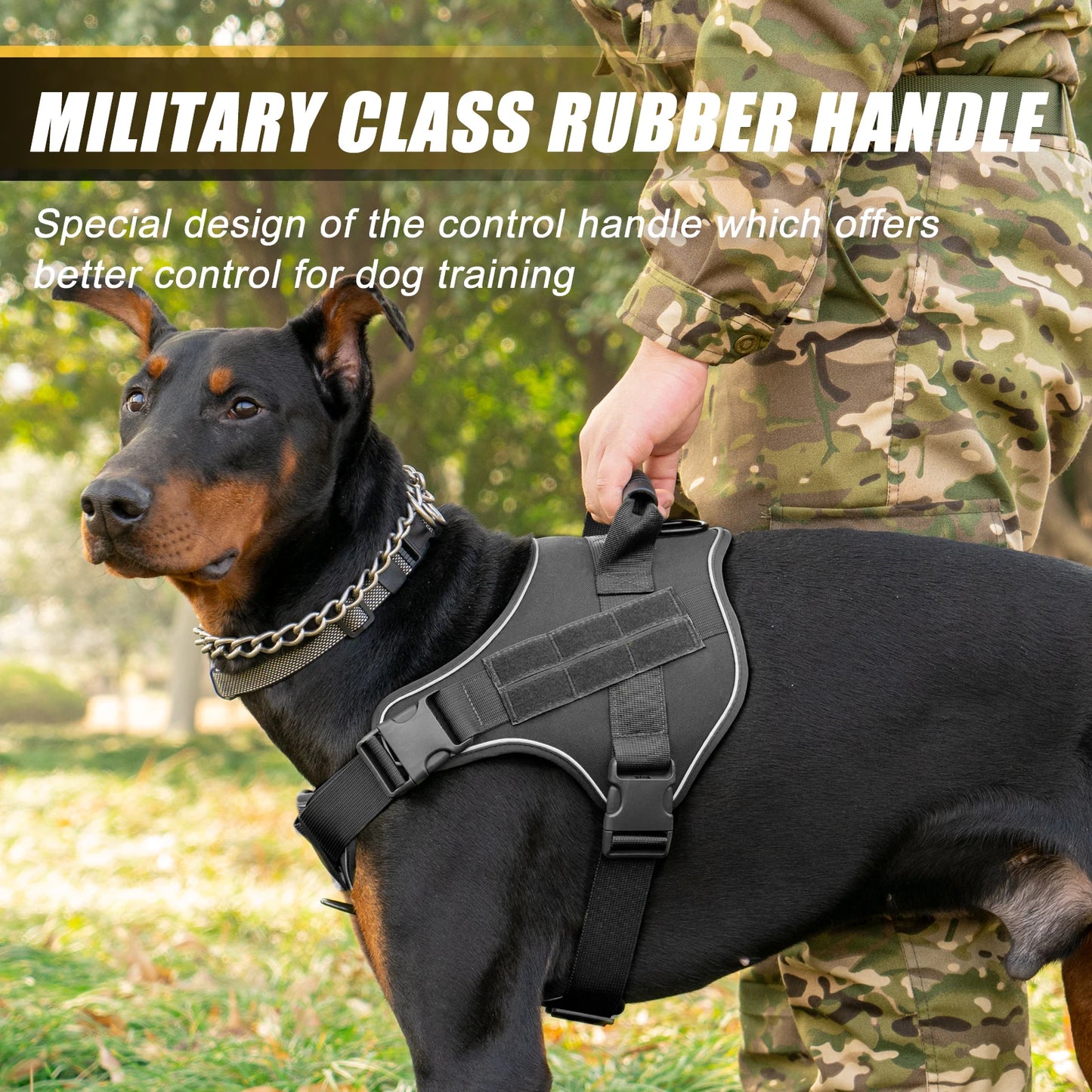 Harnais tactique pour chien – Gilet d’entraînement robuste avec poignée & attaches solides