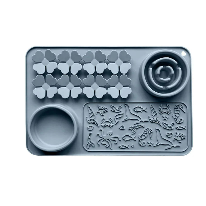 Tapis de Léchage & Gamelle 2-en-1 pour Chien – Silicone Antidérapant avec Ventouses, Anti-Glouton & Étanche