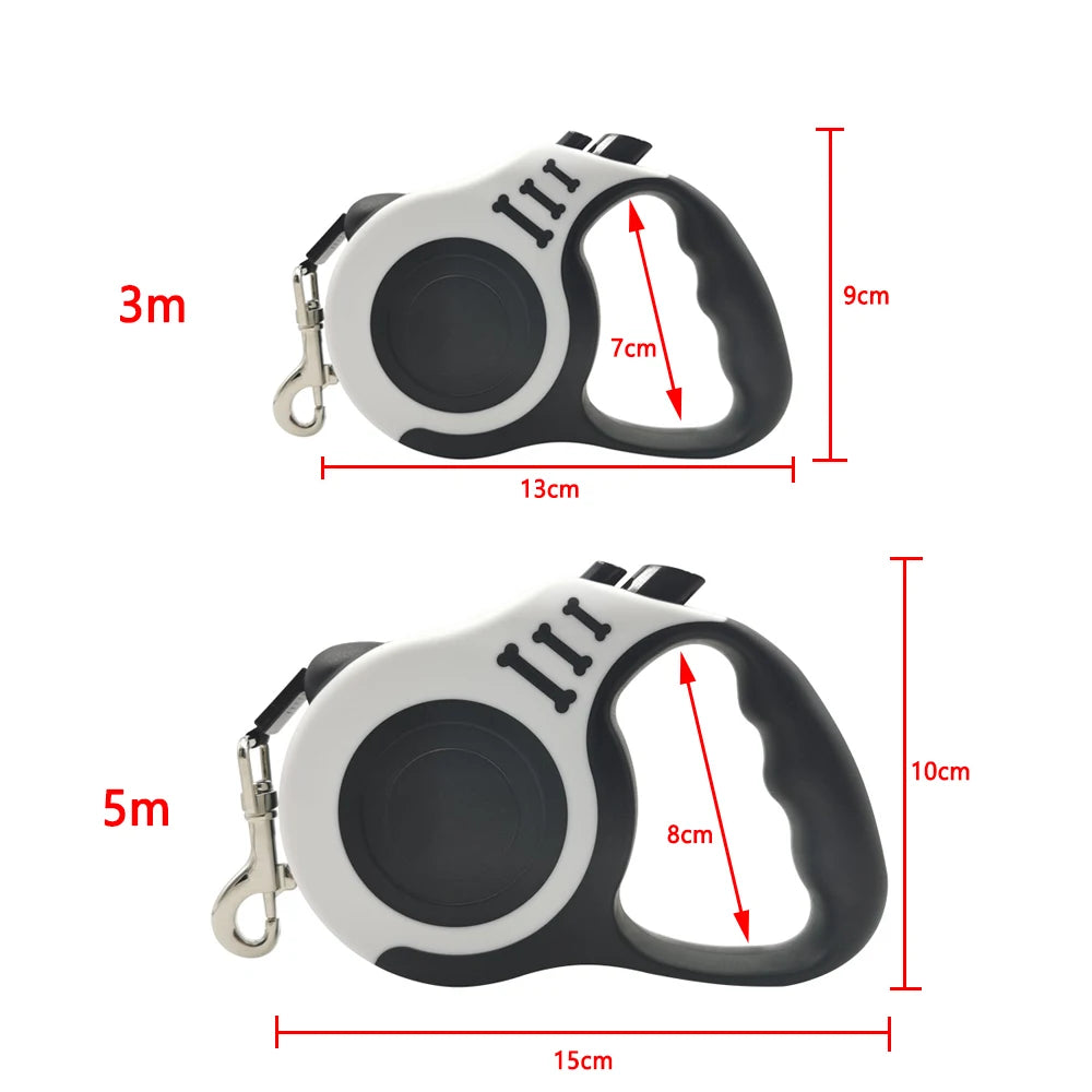 Laisse Rétractable 3m / 5m en Nylon Résistant – Pour Chiens de Petite à Grande Taille