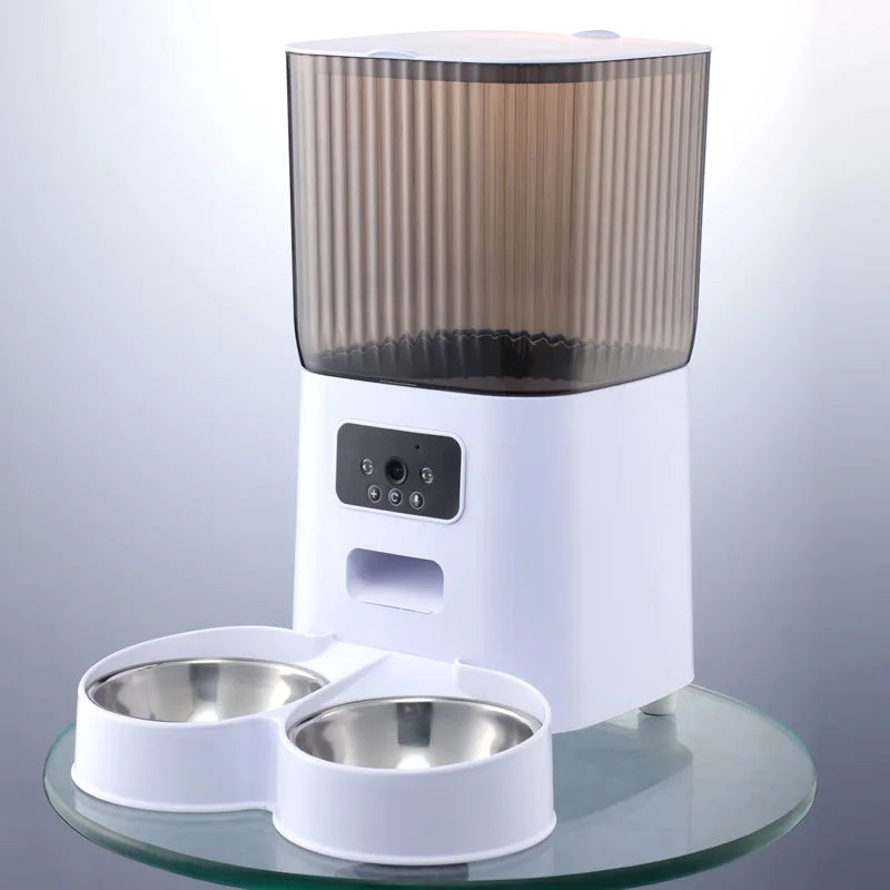 Mangeoire Automatique Intelligente 5L avec Caméra – Distributeur Connecté pour Chien & Chat, Double Bol