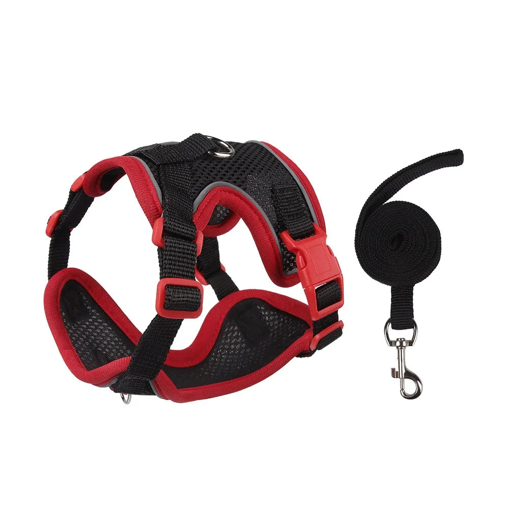 Harnais pour chien, gilet avec corde, harnais réfléchissant réglable pour animaux de compagnie, pour petits, moyens, anti-fuite, maille souple, respirant, marche, course à pied