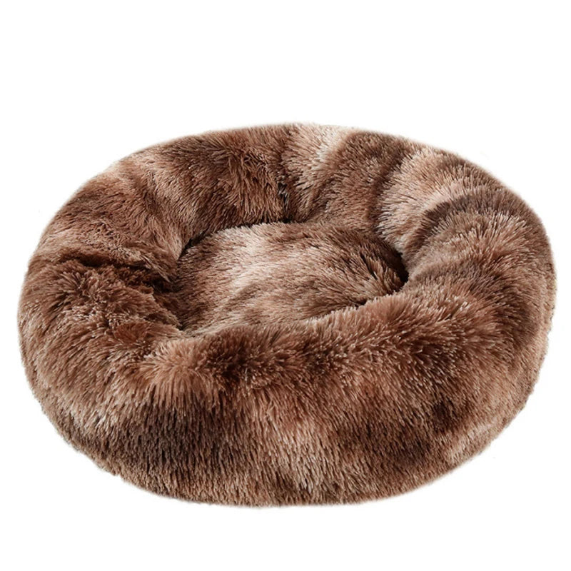 Lit rond apaisant en peluche pour chien et chat – Doux, chaud et lavable (40 à 90 cm)