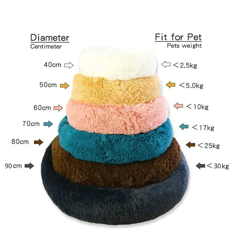 Lit rond apaisant en peluche pour chien et chat – Doux, chaud et lavable (40 à 90 cm)