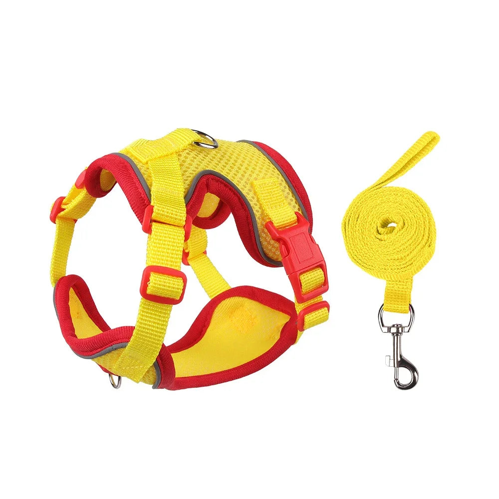 Harnais pour chien, gilet avec corde, harnais réfléchissant réglable pour animaux de compagnie, pour petits, moyens, anti-fuite, maille souple, respirant, marche, course à pied