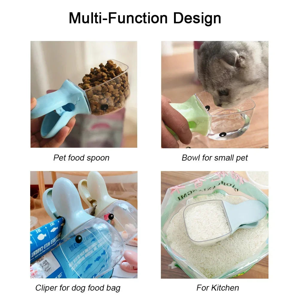 Cuillère Doseuse Multifonction pour Chien & Chat – Pelle à Croquettes avec Clip de Fermeture