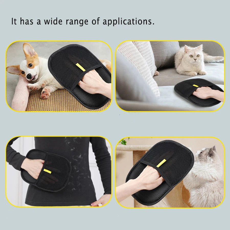 Lot de 2 gants attrape-poils pour animaux – Enlève facilement les poils de chien, chat et lapin