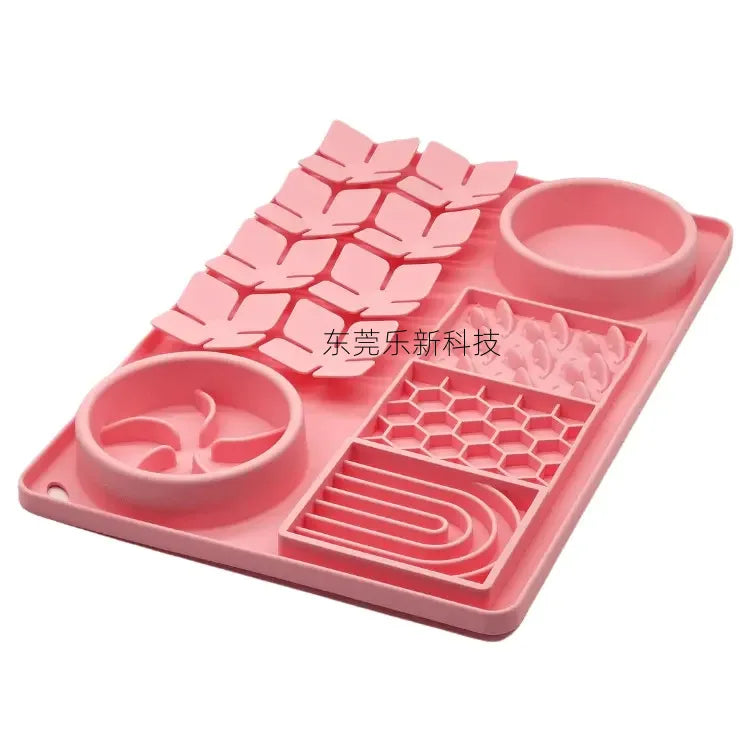 Tapis de Léchage & Gamelle 2-en-1 pour Chien – Silicone Antidérapant avec Ventouses, Anti-Glouton & Étanche