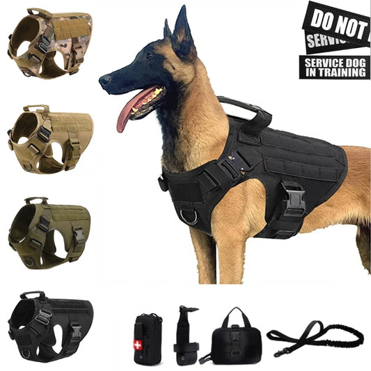 Gilet militaire tactique pour animaux de compagnie, berger allemand Golden Retriever, ensemble harnais et laisse d'entraînement tactique pour chiens de toutes les races