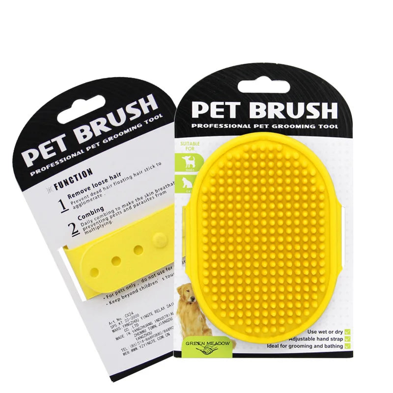 Gant de toilettage pour chiens, brosse de bain pour animaux de compagnie avec poignée annulaire réglable, peigne de toilettage de Massage en caoutchouc pour chiens et chats à cheveux courts