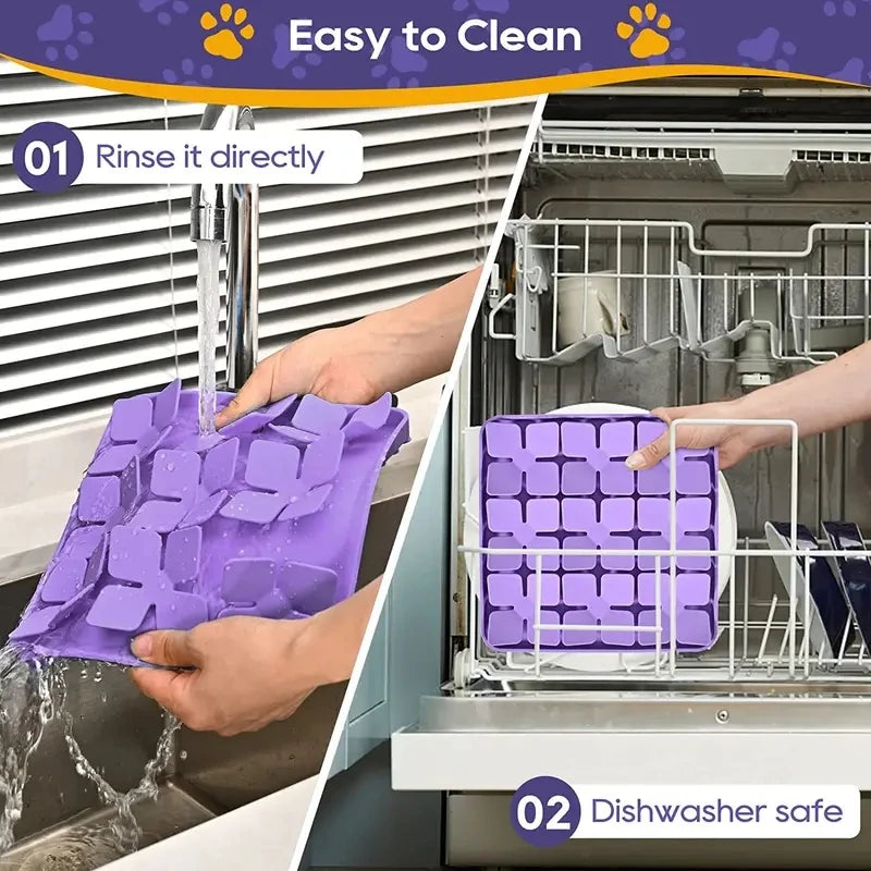 Tapis de Léchage et Fouille en Silicone – Gamelle Lente & Anti-Stress avec Ventouses pour Chiens